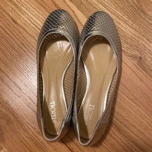 Silver Ballerinas, bought in Europe, size 5.5